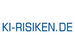 Logo of KI-Risiken.de, depicted as the website's name in a bold, blue, sans-serif font on a white rectangular background.
