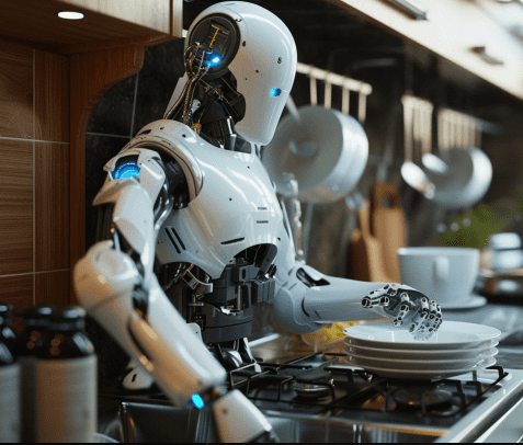 KI Roboter arbeitet in der Küche
