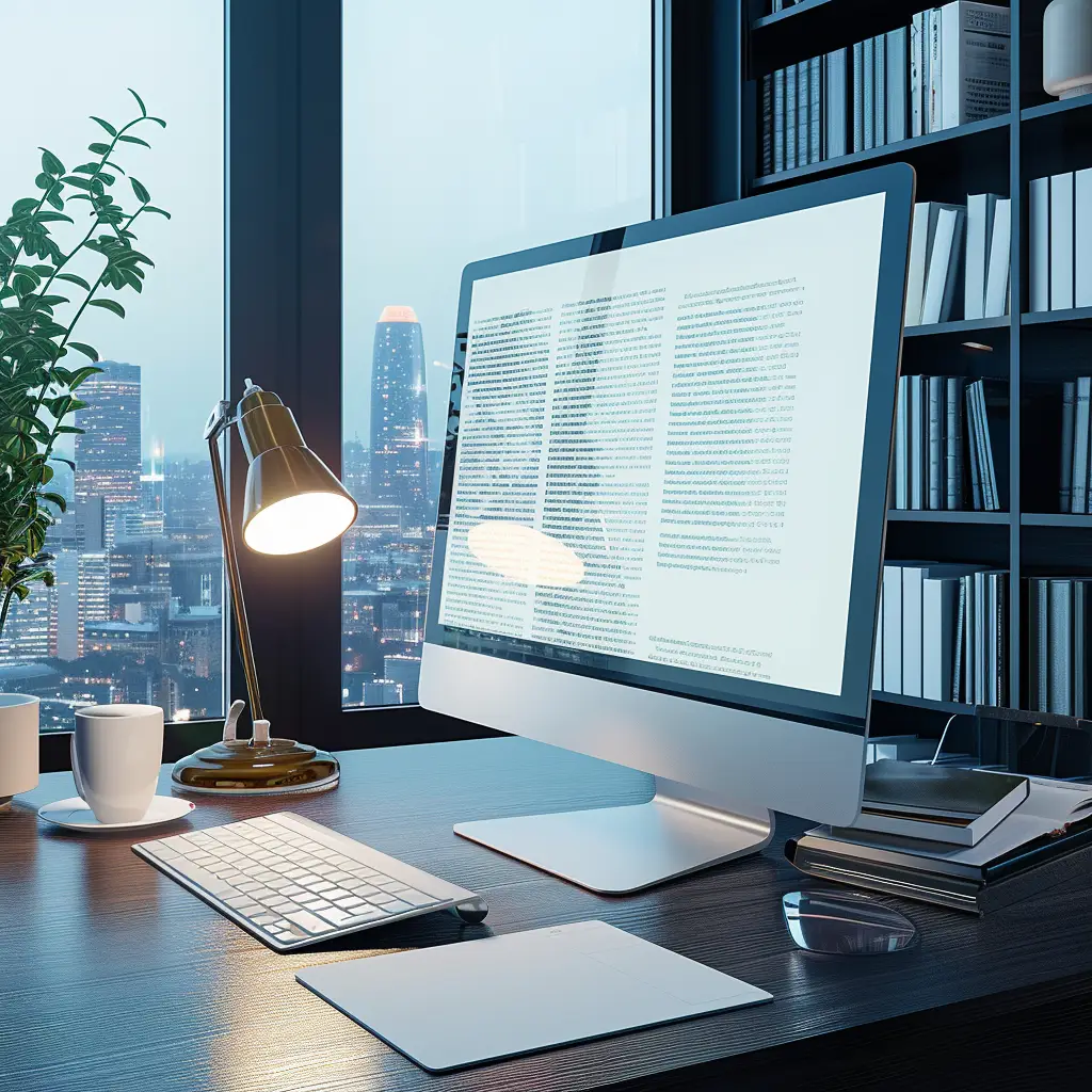 Computer der eine Arbeit schreibt.