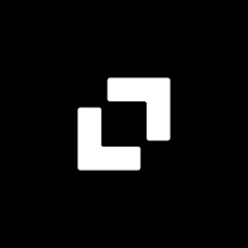 Ein einfaches, stilisiertes Logo bestehend aus zwei ineinander verschachtelten Quadraten auf einem schwarzen Hintergrund. Das Design ist minimalistisch und verwendet einen negativen Raum, um die Form zu betonen.