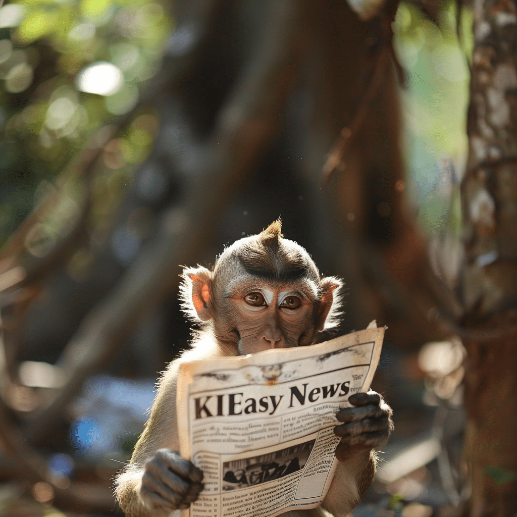 Neugieriger Affe liest KI-Easy News – Bleiben Sie informiert über die neuesten KI-Trends und Nachrichten in einer Welt voller Innovation.