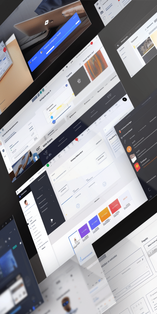 Collage of modern web app interfaces with diverse design elements