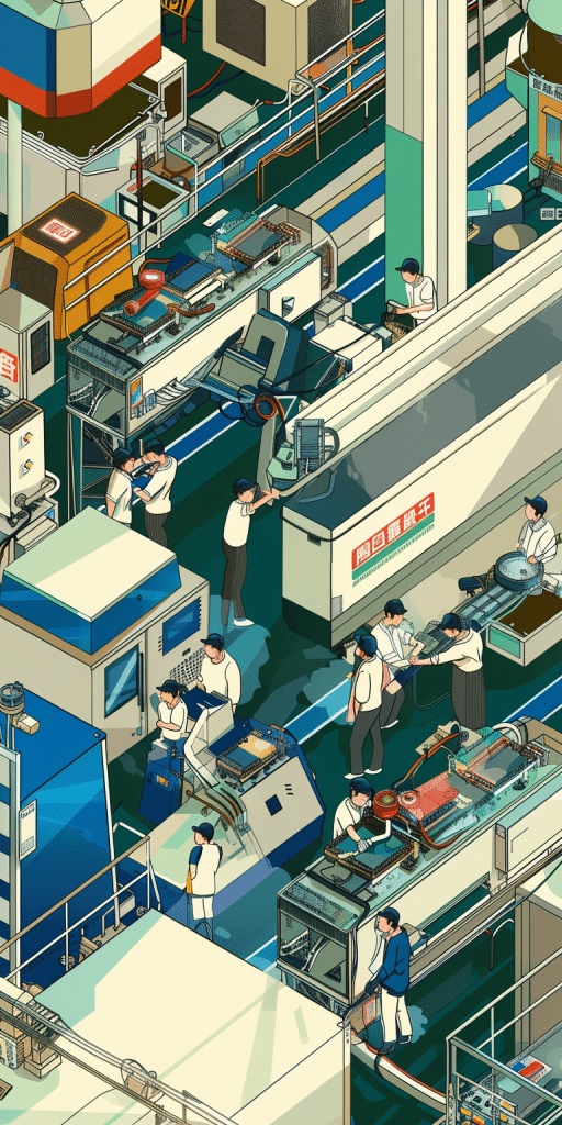 Eine geschäftige Halbleiterfabrik in Taiwan, die modernste Technologie herstellt.