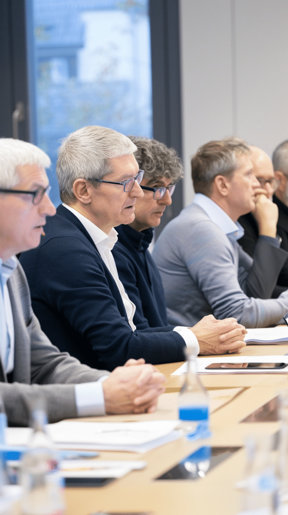 Apple-CEO und EU-Kommissionsmitglieder in einer Besprechung über den Digital Markets Act.