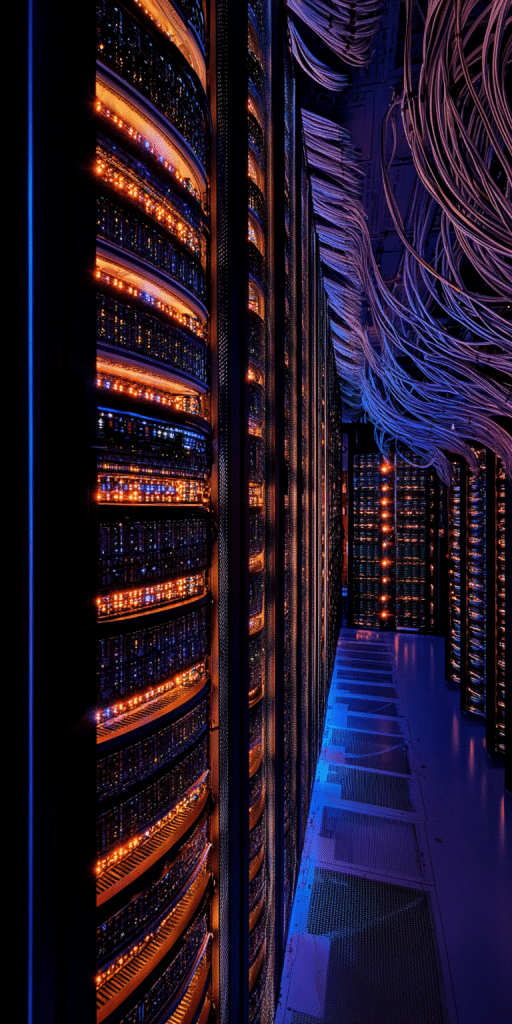 Schwarzer Tesla auf nasser Straße bei Nacht mit Stadtlichtern